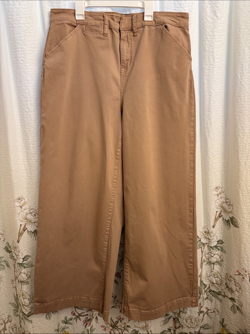 Women's Wide-Leg Cotton Chino Pants - Tan